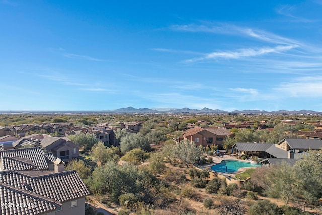 bird's eye view with a mountain view