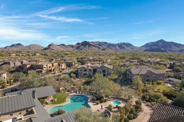 aerial view with a mountain view