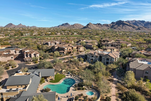 bird's eye view featuring a mountain view