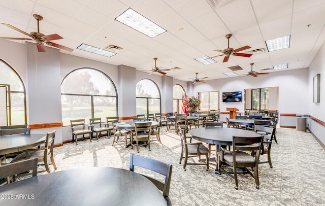 view of carpeted dining area