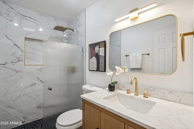 2922 S Juniper St, Tempe, AZ 85282 - full bathroom with vanity, a marble finish shower, and toilet