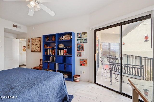 bedroom with access to outside and visible vents