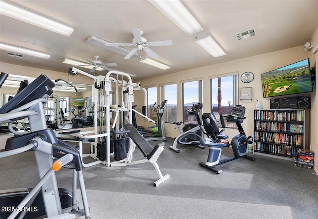 workout area featuring visible vents