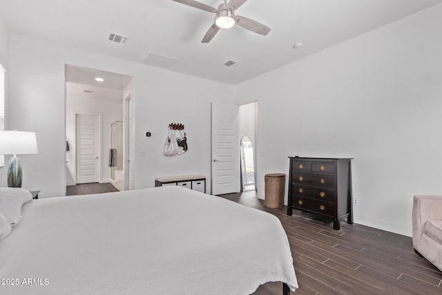 939 E Paseo Way, Phoenix, AZ 85042 - bedroom with dark wood-style floors and ceiling fan
