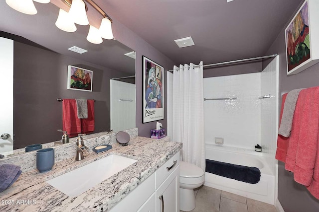 9235 N 101st St, Scottsdale, AZ 85258 - full bathroom with vanity, shower / bath combo, and tile patterned flooring