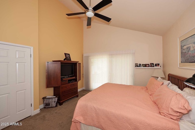 9235 N 101st St, Scottsdale, AZ 85258 - carpeted bedroom featuring lofted ceiling and ceiling fan