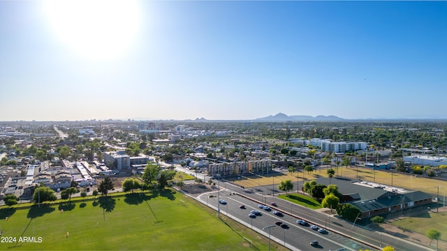 bird's eye view with a mountain view