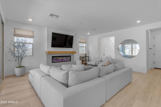 living room featuring light wood-type flooring