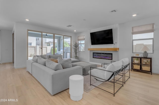 living room with light wood-type flooring