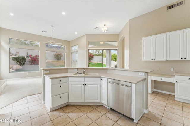 16615 N 109th Pl, Scottsdale, AZ 85255 - kitchen featuring a sink, light tile patterned flooring, visible vents, dishwasher, and light countertops
