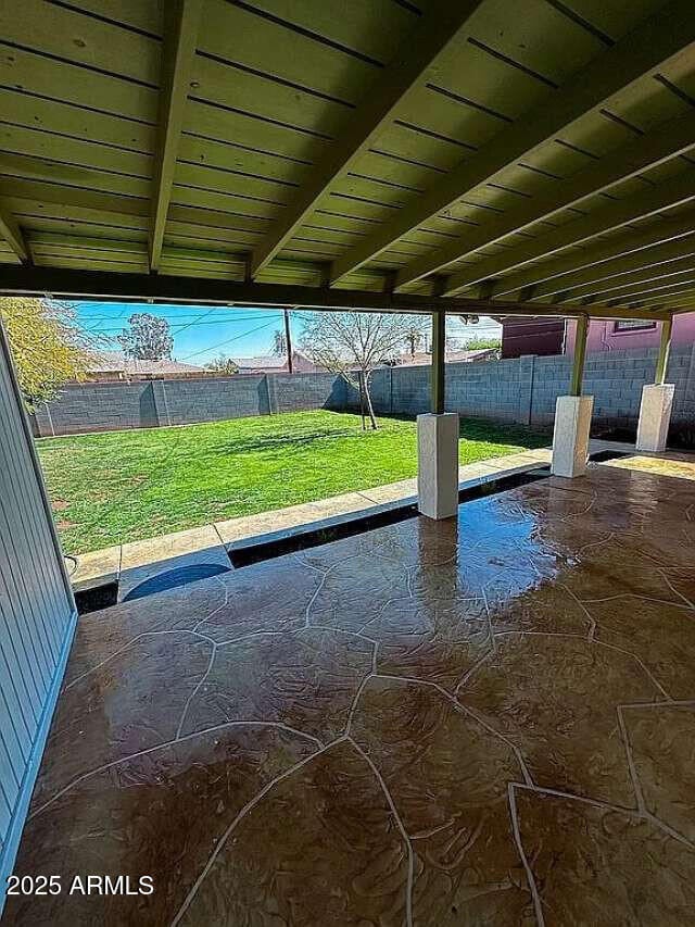 view of patio featuring a fenced backyard