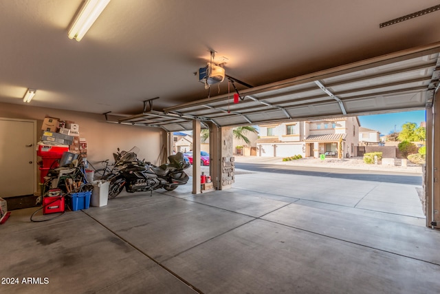 garage with a garage door opener