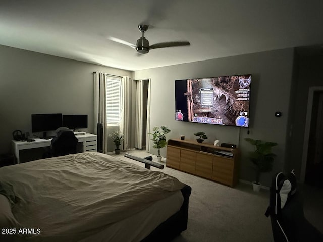 1418 E Jacqueline Pl, Casa Grande, AZ 85122 - bedroom with light carpet, baseboards, and ceiling fan