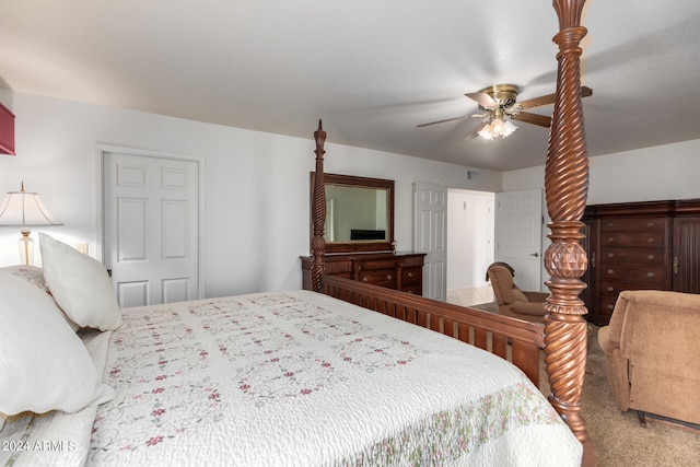 bedroom featuring carpet and ceiling fan