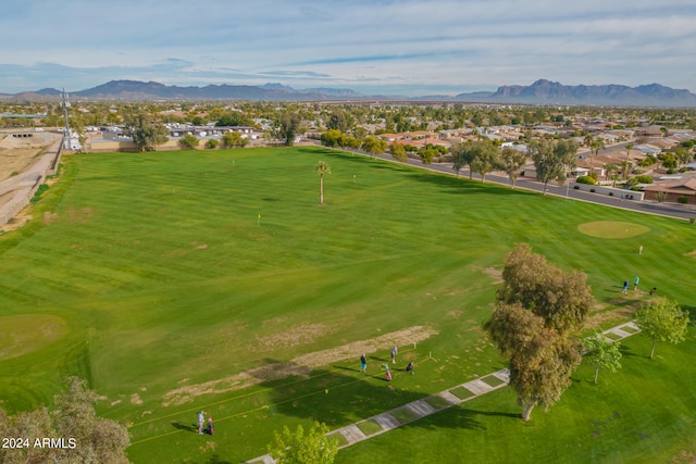 drone / aerial view featuring a mountain view