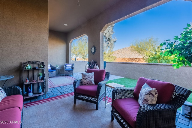 view of patio featuring outdoor lounge area