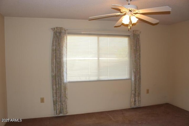 spare room with plenty of natural light, carpet floors, and ceiling fan