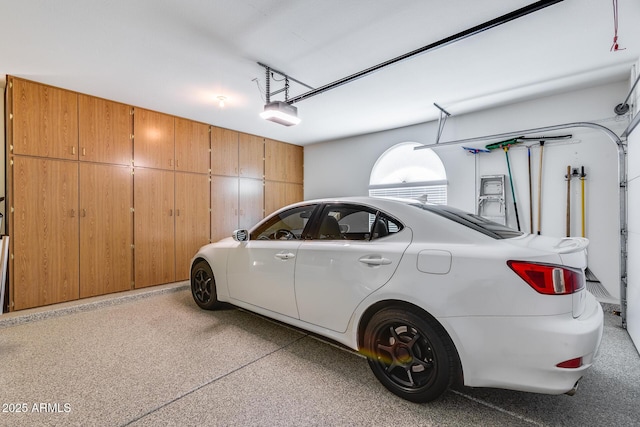 garage with a garage door opener