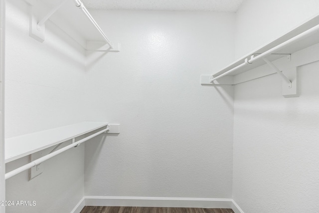 walk in closet with hardwood / wood-style floors