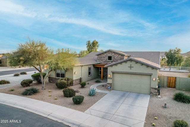 single story home with a garage