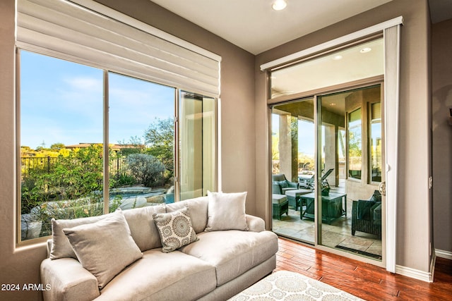 doorway to outside featuring hardwood / wood-style flooring