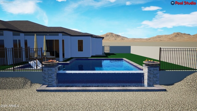 view of pool with a mountain view