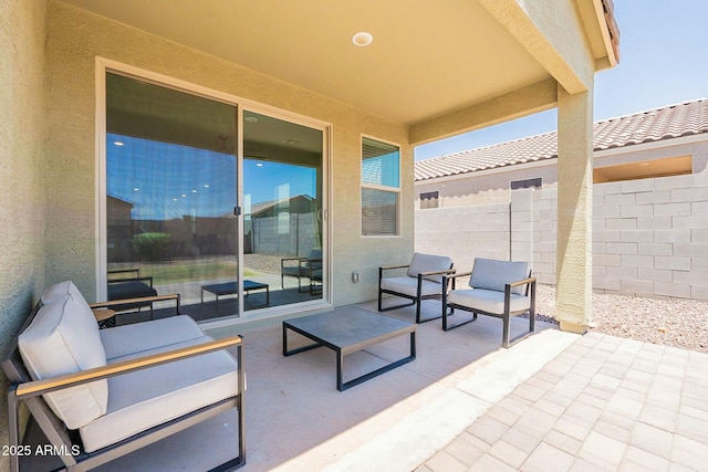 view of patio / terrace with an outdoor living space