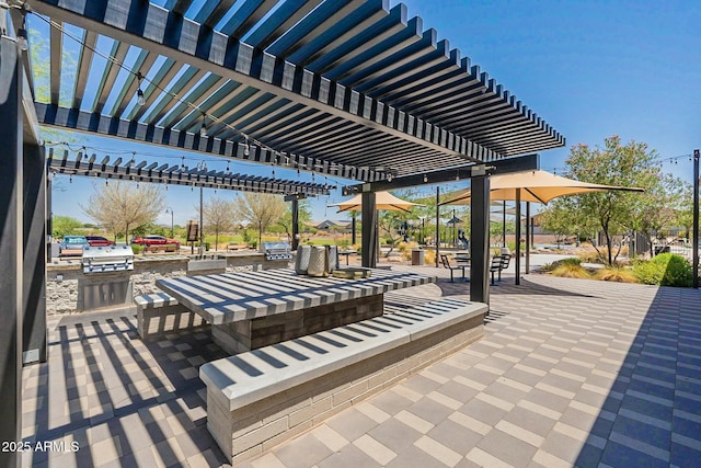 view of patio with a pergola