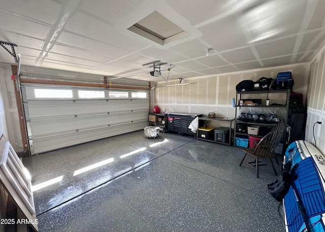 garage with a garage door opener