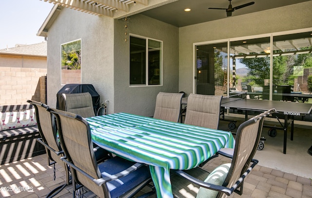 932 N Gomez St, Dewey, AZ 86327 - view of patio / terrace with outdoor dining area, area for grilling, and ceiling fan