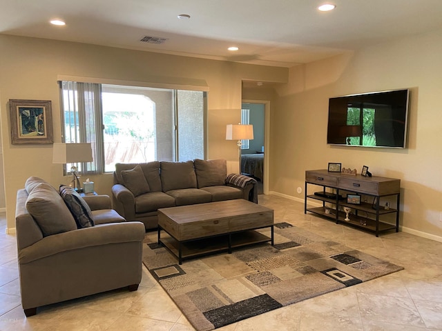 view of tiled living room