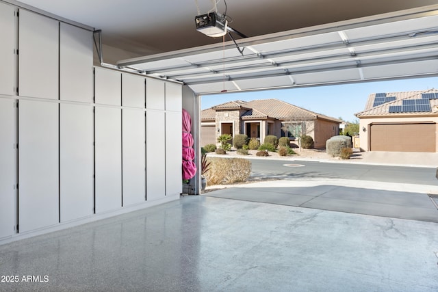 garage with a garage door opener