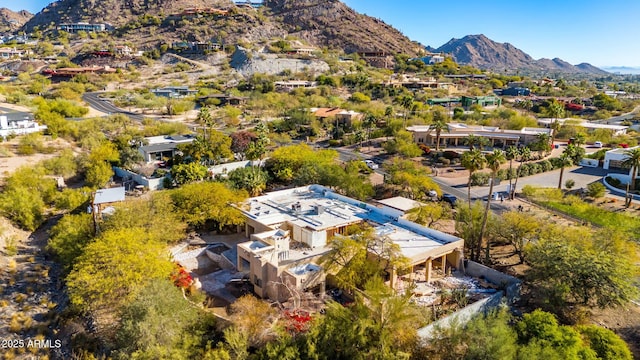 birds eye view of property with a residential view and a mountain view