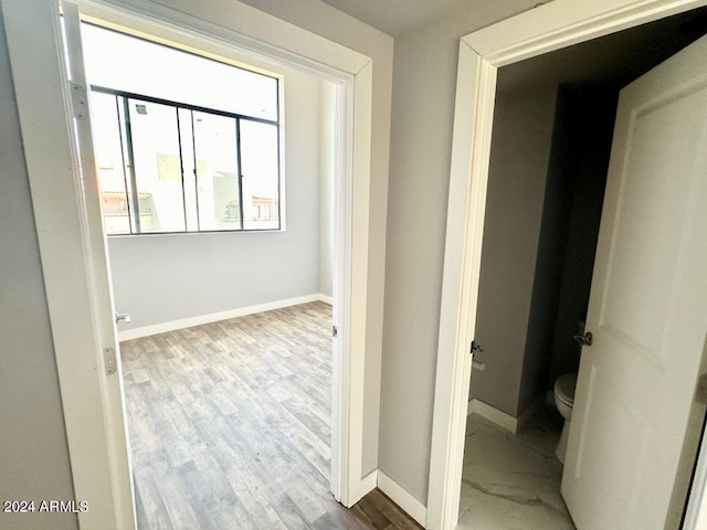 hallway featuring wood-type flooring