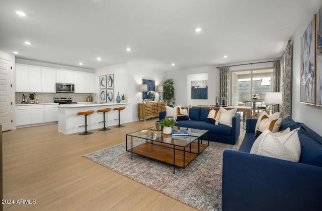 living room featuring light hardwood / wood-style floors