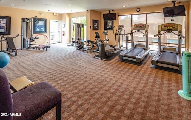 gym with carpet floors