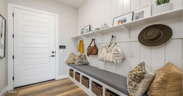 mudroom featuring light hardwood / wood-style flooring