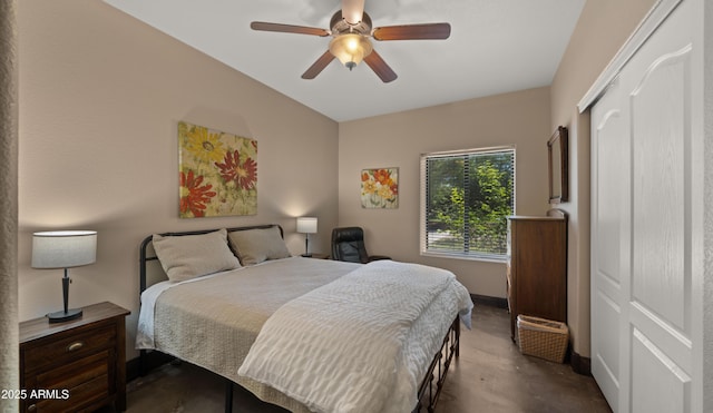 2311 W Dobbins Rd, Phoenix, AZ 85041 - bedroom with concrete flooring, ceiling fan, and a closet
