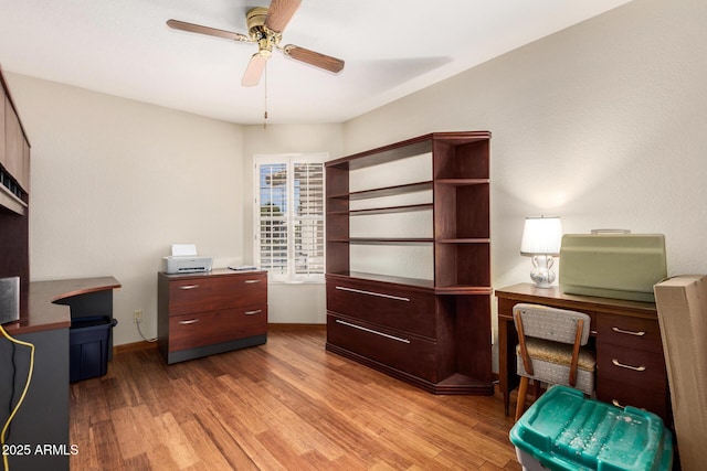 19029 N 36th St, Phoenix, AZ 85050 - office area with light wood-style floors, ceiling fan, and baseboards