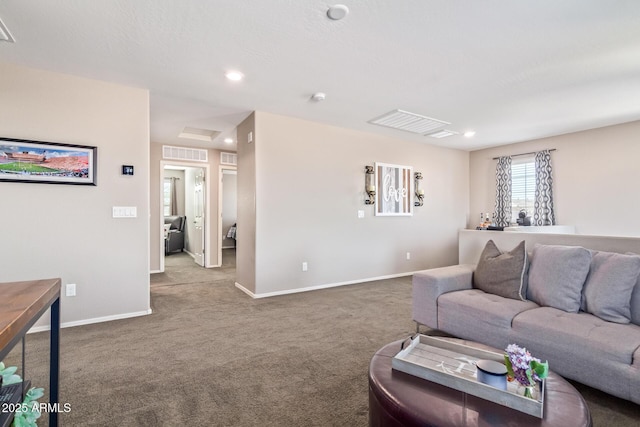 living room featuring carpet