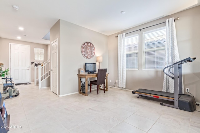 view of tiled home office