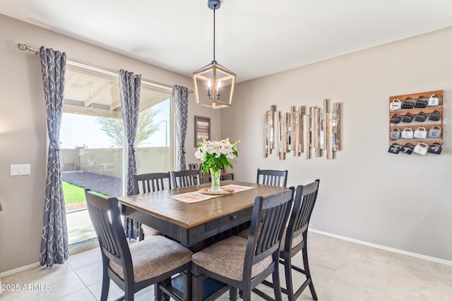 dining room with light tile patterned floors