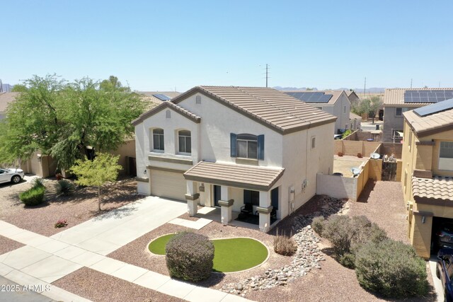 2198 W Pima Ave, Coolidge, AZ 85128 - view of front of home with stucco siding, a garage, driveway, and a tiled roof