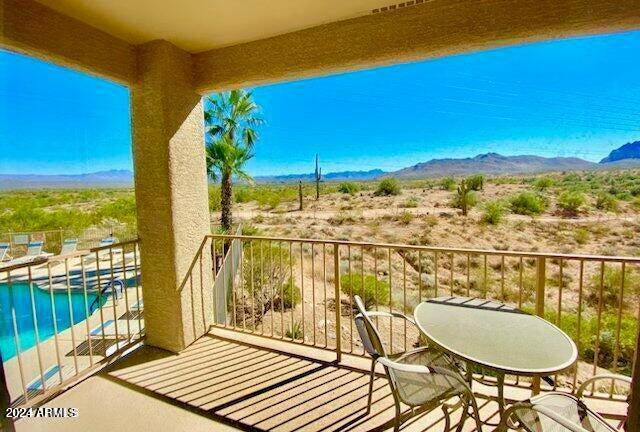 balcony with a mountain view