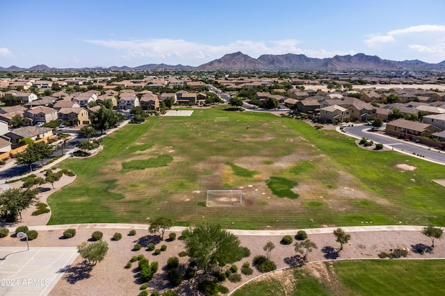 bird's eye view featuring a mountain view and a residential view