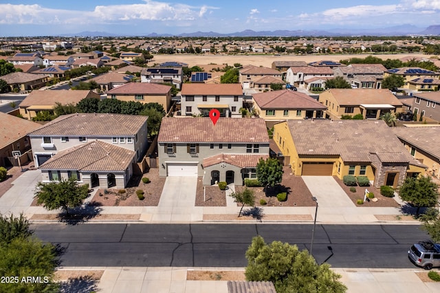 aerial view with a residential view
