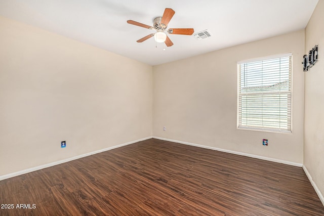 8214 S 48th Dr, Laveen, AZ 85339 - empty room featuring dark wood-style flooring, a ceiling fan, and baseboards