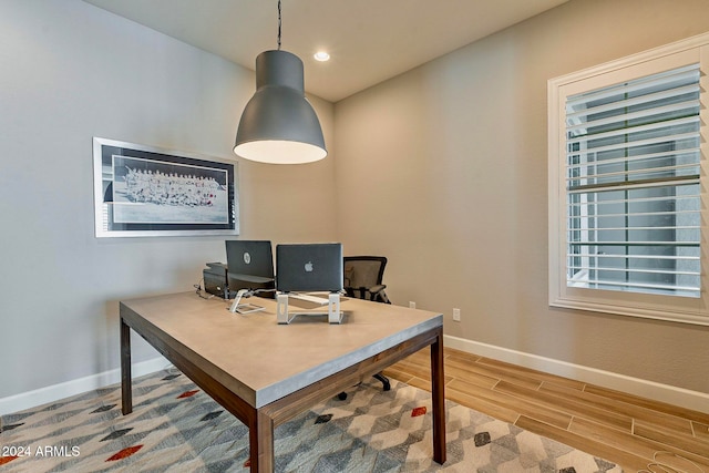 office featuring hardwood / wood-style floors