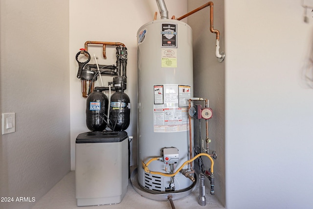 utility room featuring gas water heater