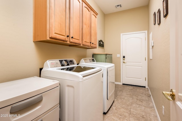 laundry room with cabinets and washer and dryer